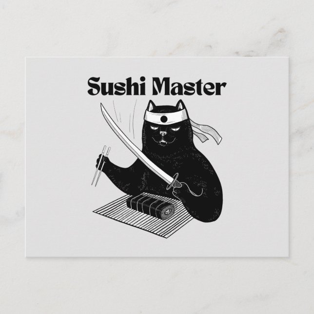 Postal maestro de sushi, gato de sushi (Anverso)