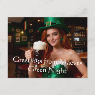 Postal Maeve en corsé esmeralda Pub irlandés Día de San P