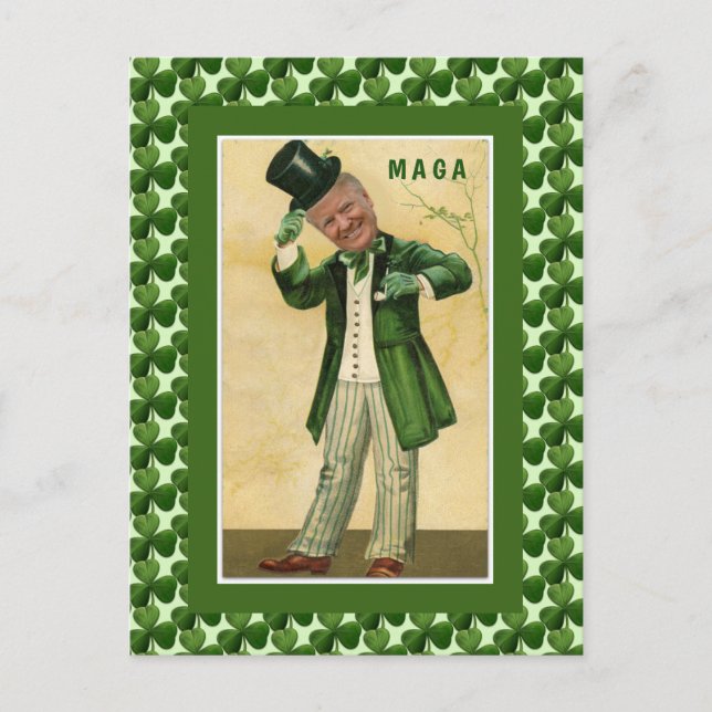 Postal MAGA Donald Trump St. Patrick's Day Shamrock (Anverso)