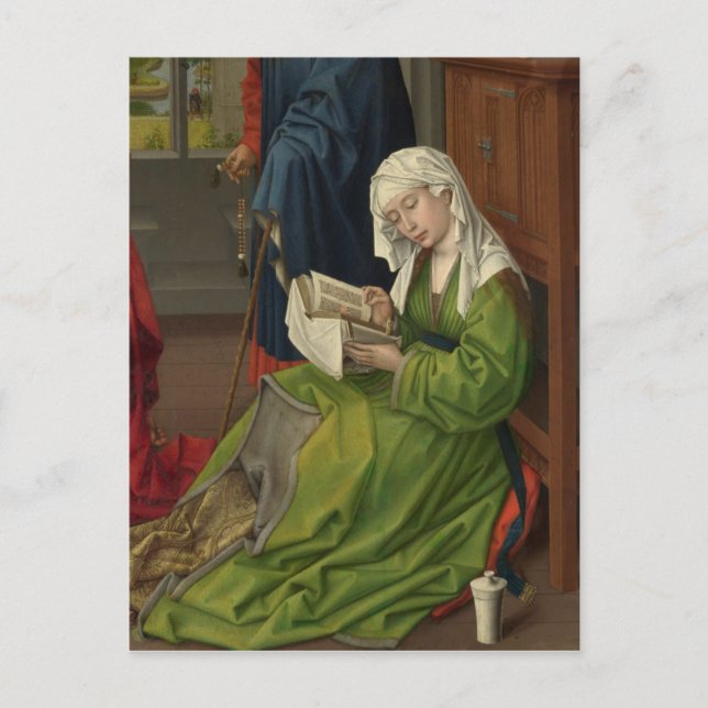 Postal Magdalen en lectura verde (Anverso)
