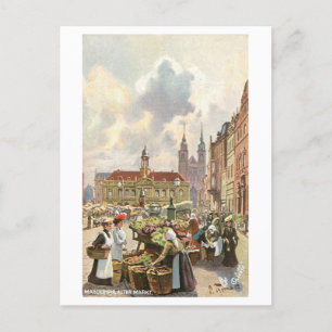 Postal Magdeburg de mercado vintage Alemania