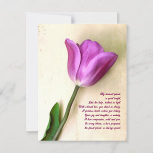 Postal Magenta brillante tulipana poética