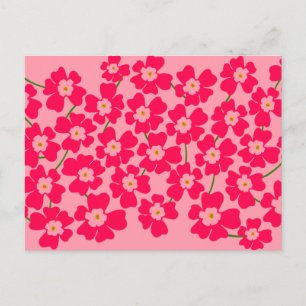 Postal Magenta potencia de las flores rosadas