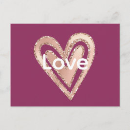 Postal Magenta Rubor Pink Heart Love