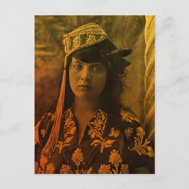 Postal Maghreb de oro Chica tunecina de Yerba (Anverso)