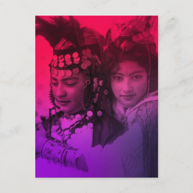 Postal Maghreb Rojo Rosa Ouled Naïl Berber Chica Pos (Anverso)