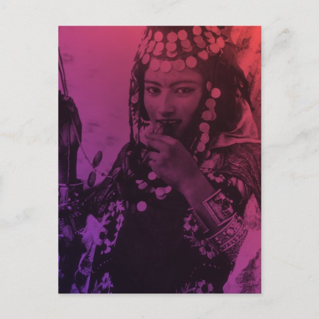 Postal Maghreb Rojo Rosa Ouled Naïl Berber Chica Pos (Anverso)
