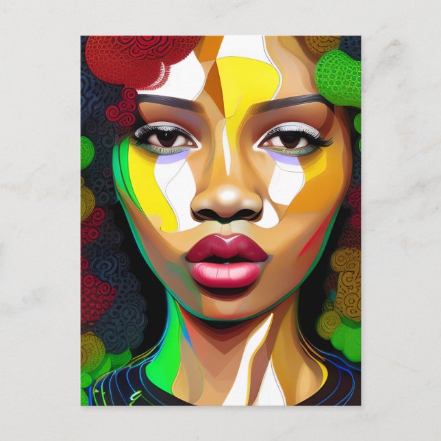 Postal Magia de Chica Negra Cumpleaños Hermana Melanina M (Anverso)