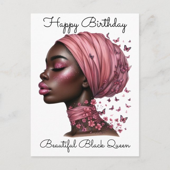 Postal Magia de Chica Negra Cumpleaños Hermana Mujer Mela (Anverso)