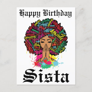Postal Magia de Chica Negra Cumpleaños Hermana Mujer Mela