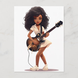 Postal Magia de chica negra de guitarra melanina chicas d
