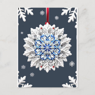 Postal Magia de Invierno Azul ✨ Elegancia de Copo de Niev
