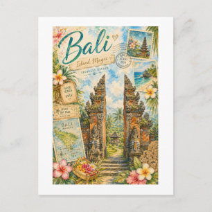 Postal Magia de la isla vintage de Bali Indonesia Viajes