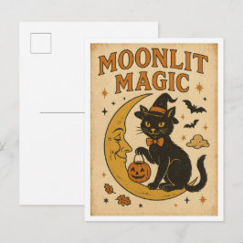 Postal Magia Lunar de Halloween Vintage