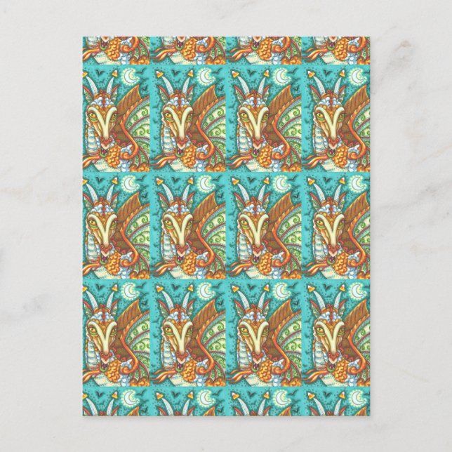 POSTAL MAGIC CANDY CORN DRAGON, HALLOWEEN FANTASY (Anverso)