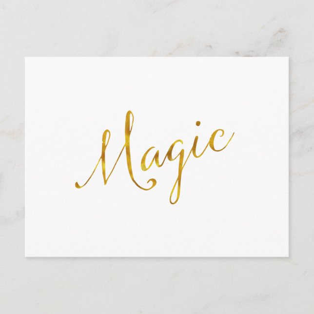 Postal Magic Quote Faux Relieve metalizado dorado Cita Hu (Anverso)