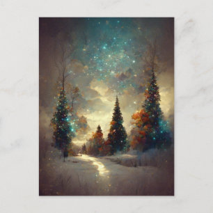 Postal mágica de los árboles navideños del logotip