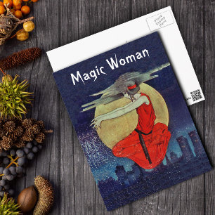 Postal Mágica mujer misteriosa en el imán lunar