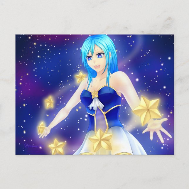 Postal Magical anime star girl (Anverso)
