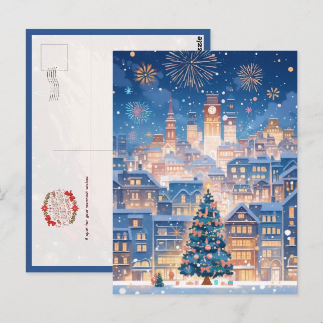 Postal Magical Christmas City Fireworks Night (Anverso / Reverso)
