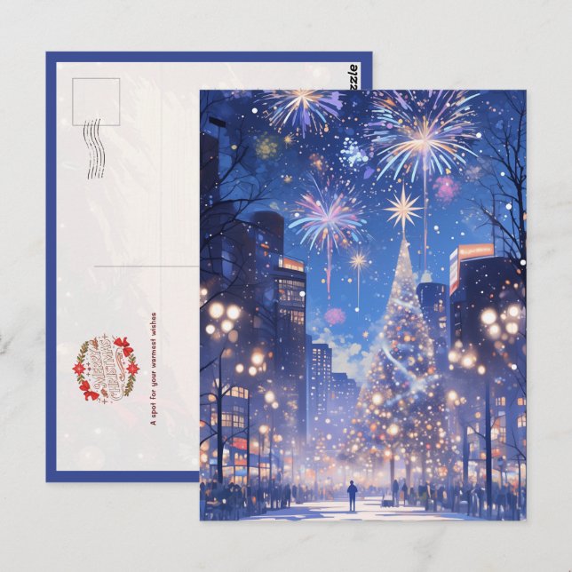 Postal Magical Christmas City Fireworks Night (Anverso / Reverso)