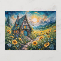 Magical Cottage with Sunflower Field