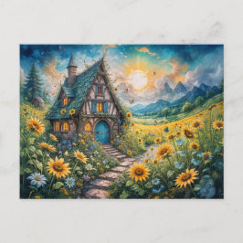 Postal Magical Cottage with Sunflower Field