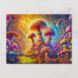 Postal Magical Mushroom Glow Vibrant Psychedelic Landscap