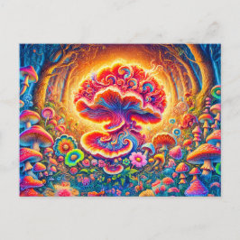 Postal Magical Mushrooms Psychedelic Forest Fantasy