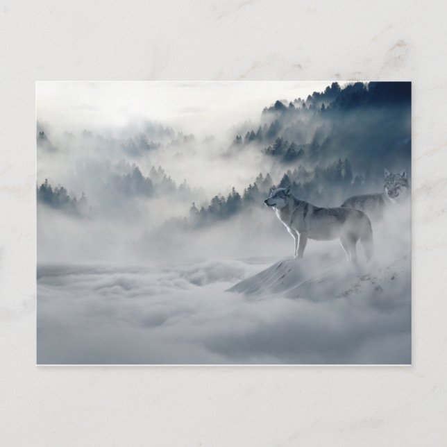 Postal Magical Wolfs Winter Art Photo (Anverso)