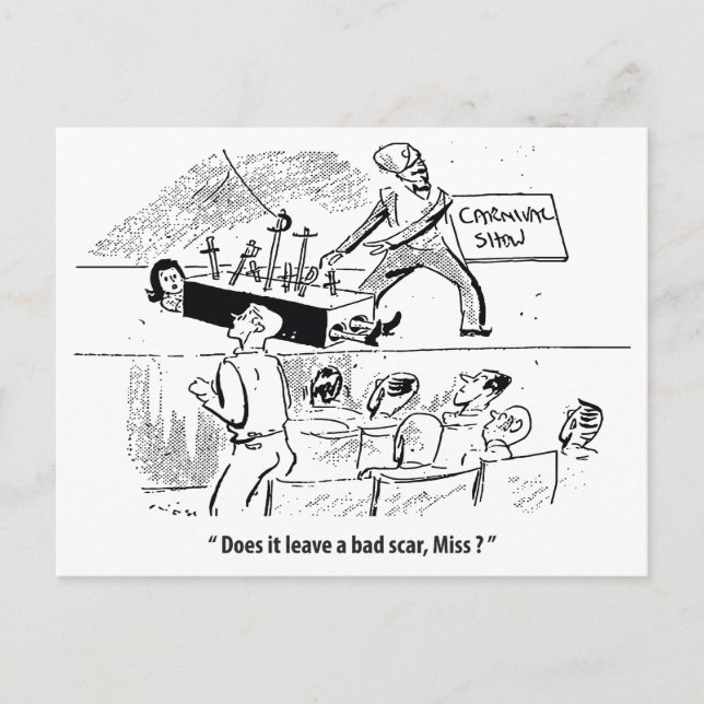 Postal Magician en escena, humor, cosquillas (Anverso)