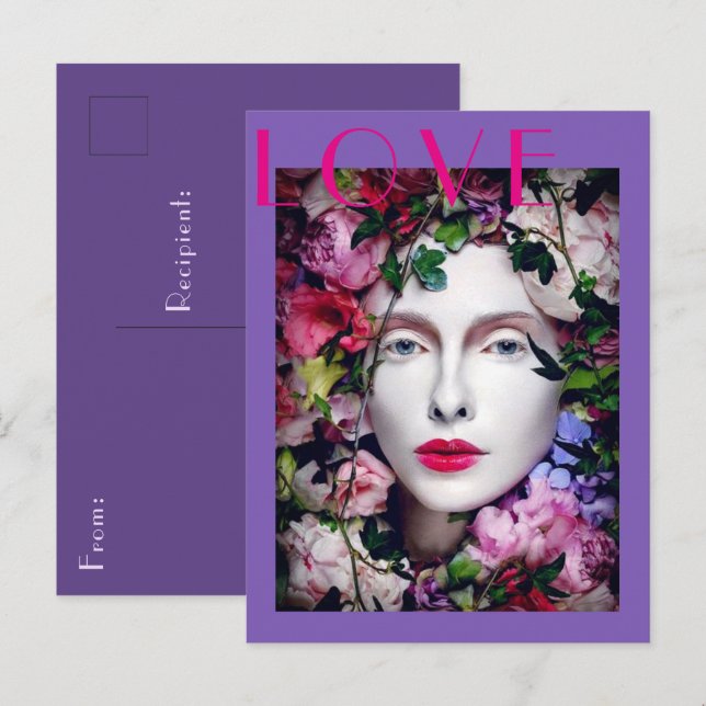 Postal Magickal Flor Maiden Diosa Lavender Purple (Anverso / Reverso)