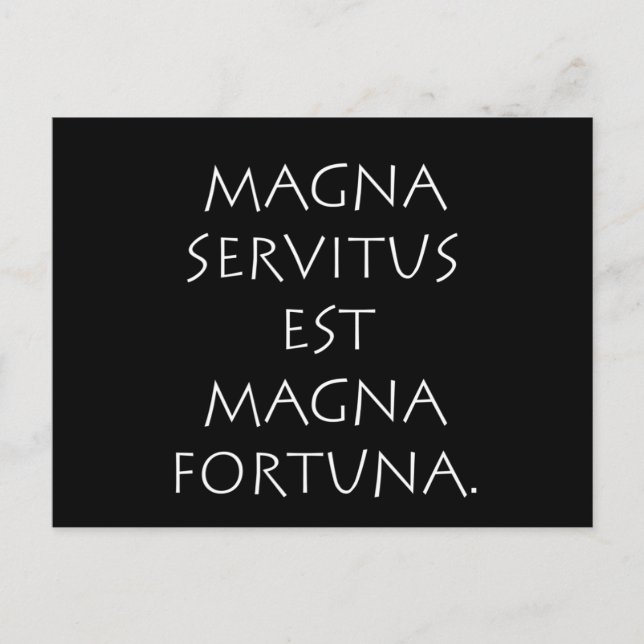 Postal Magna Servitus Est Magna Fortuna (Anverso)