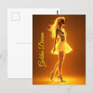 Postal Magnífica belleza en elegantes vestigios dorados