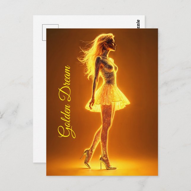 Postal Magnífica belleza en elegantes vestigios dorados (Anverso / Reverso)