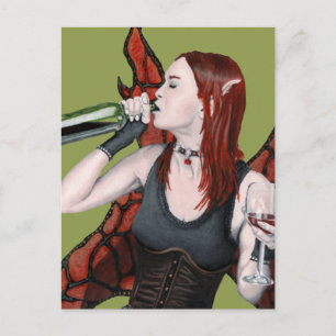 Postal Magnífica Bovino de bebida Fantasía Art Postcard
