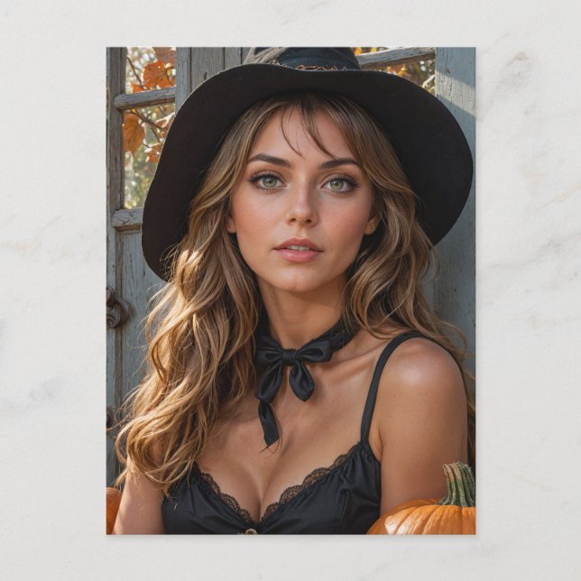 Postal Magnífica Bruja de Halloween (Anverso)