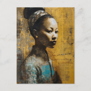 Postal Magnífica mujer mezcla pintura de medios