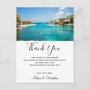 Postal Magnífica Playa Tropical Azul Gracias Boda
