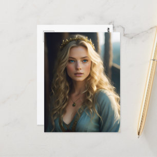 Postal Magnífica Princesa Rubia Con Ojos Azules