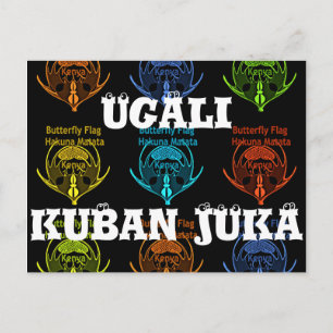 Postal Magnífica tipografía con bandera de mariposa kenia