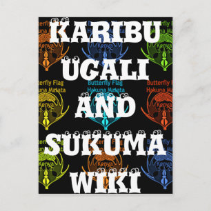 Postal Magnífica tipografía con bandera de mariposa kenia