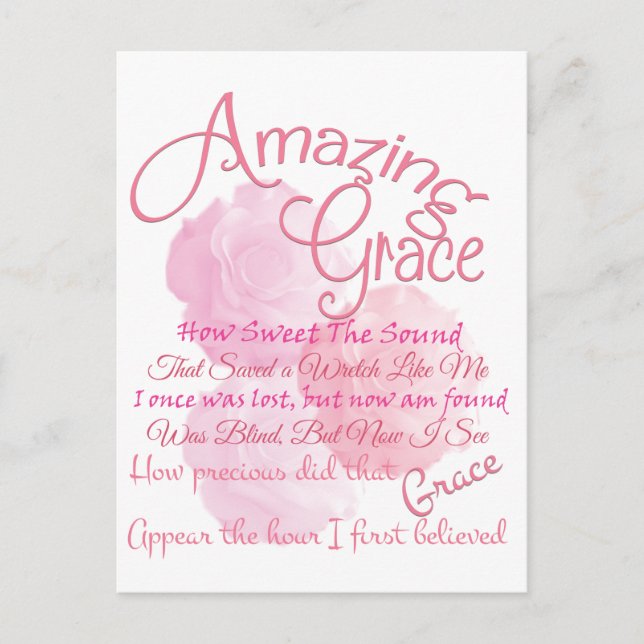 Postal Magnífica tipografía rosa de Grace (Anverso)