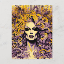 Postal Magnífica travesía Reina mariposa morada amarillo