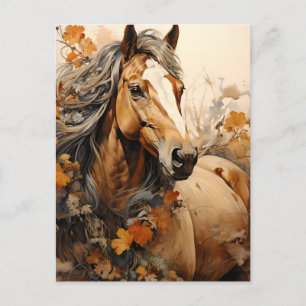 Postal Magnífico arte del caballo marrón AI