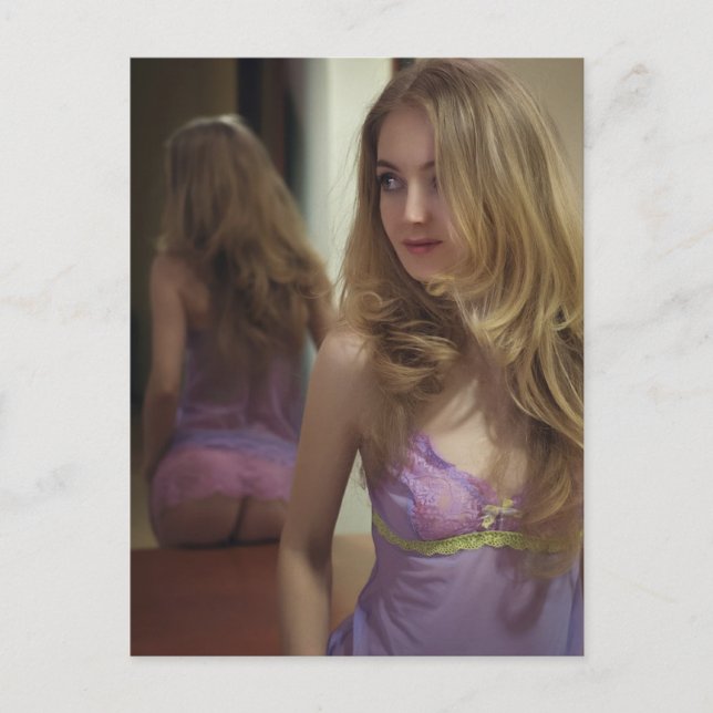 Postal ¡Magnífico! Chica en linda noche (Anverso)