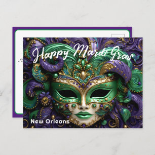Postal 💚 💜 💛 magnífico Mardi Gras