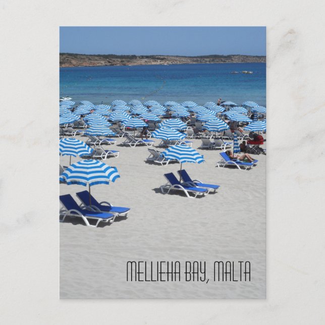 Postal Magnífico Mellieha Bay Sand Beach Scene Malta (Anverso)