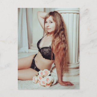 Postal ¡Magnífico! Sexy Long Hair Pin up Postcard