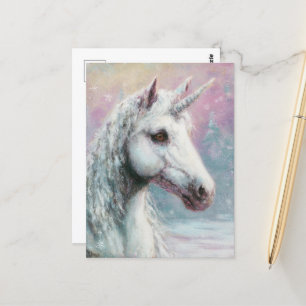 Postal Magnífico unicornio de invierno